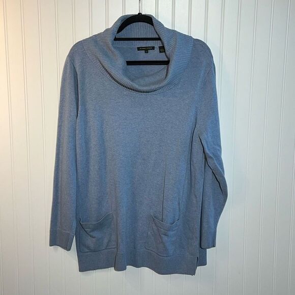 Jeanne Pierre Sweater Women’s XLarge Blue Crowl Neck Front Pockets Cabin Core - Picture 1 of 10